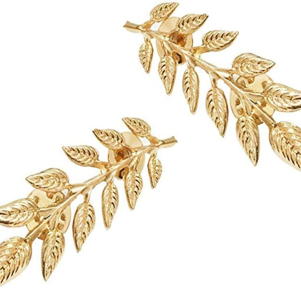 Gentlemen Suit Brooches Simple Elegant Double Leaf Collar Pin Brooch Gold Silver